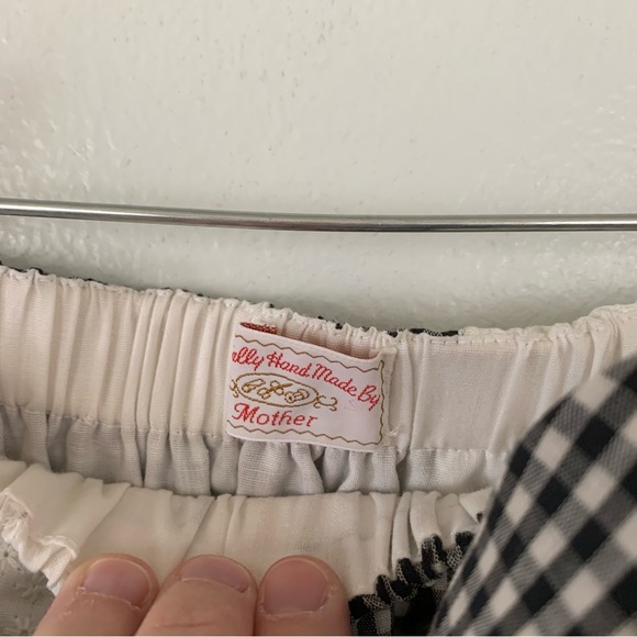 Handmade Boho Black/White Gingham Cottagecore Farmhouse Patchwork Skirt Size M - Picture 2 of 6